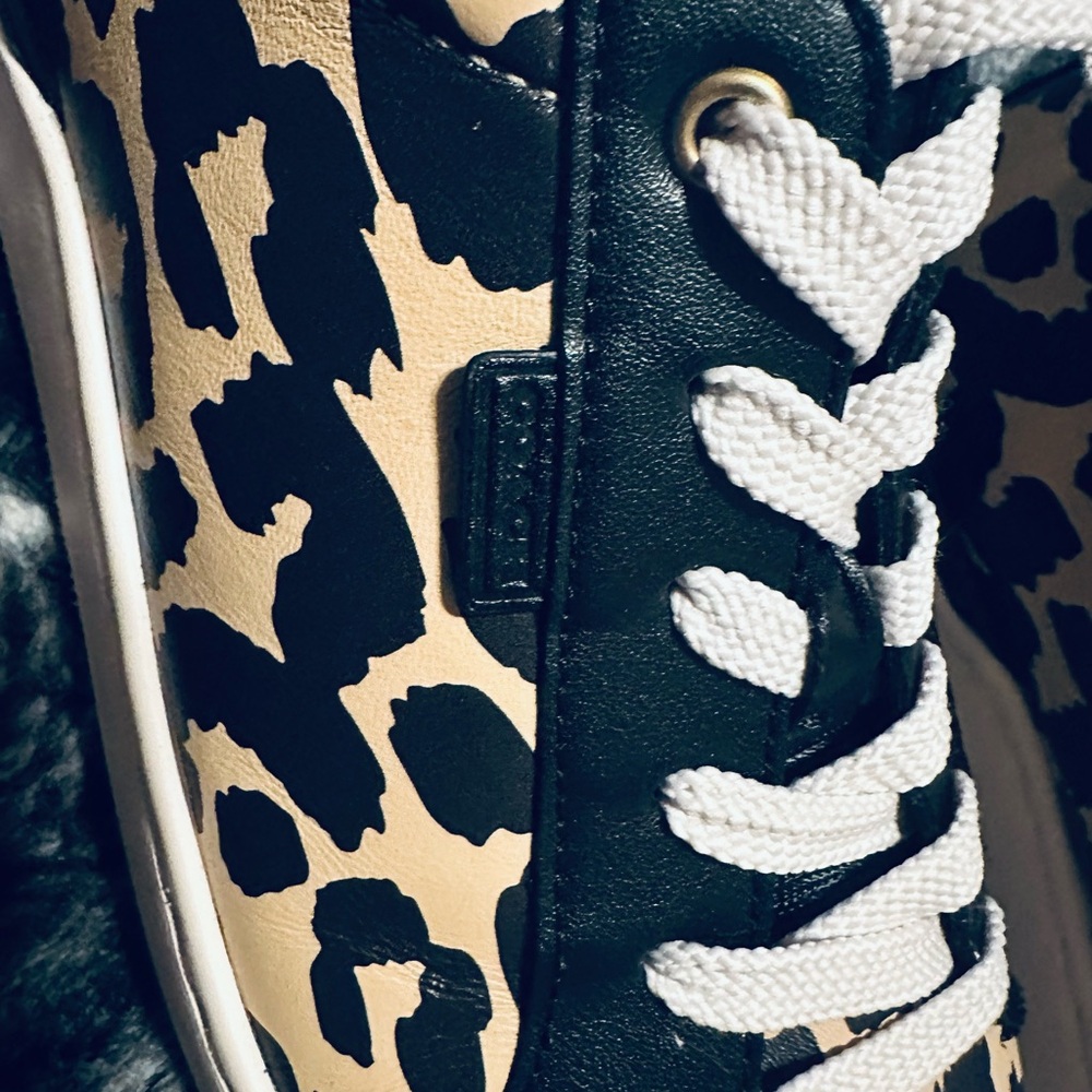 Coach Leopard Print Leather Sneakers